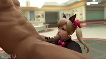 Black Cat D.va Giving A BJ