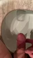 One finger. Right into the toilet