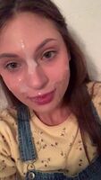 Showing off my facial after getting face fucked ;)