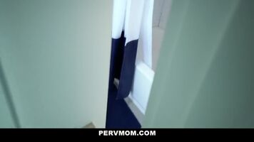 Son Spies On Big Boobs Mom In The Shower