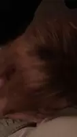 My hot-as-fuck wife swallowing my cock whole while our guest undresses her