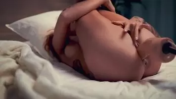Enjoying her own personal fuck machine.