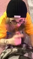 On her beanie