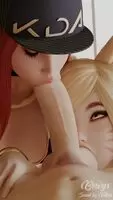KDA Akali Blowjob & KDA Ahri Ball-kiss