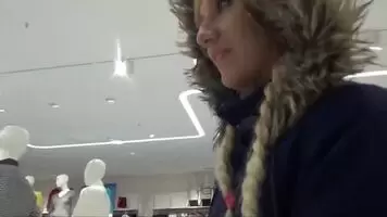 Lena Loch wipes the cum off her pants with clothes from a shop