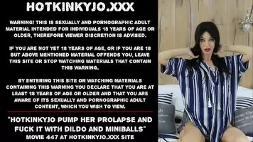 Hotkinkyjo pump her prolapse and fuck it outside with dildo and miniballs