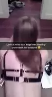 Your girlfriend and bully were invited out to a Halloween party but you weren't. You got this snap from her at about 3am after trying to call for hours..