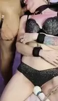 Gagging on Daddy's cock while he tortured my pussy with the Hitachi.