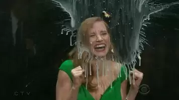 Jessica Chastain getting splashed and loving it!