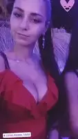 Red cleavy dress