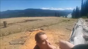 Sucking cock on top of the mountain