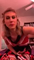 Beautiful cheerleader strokes her cock. @WonderTease