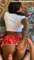 getting stretched out by a BWC under my schoolgirl skirt 😇