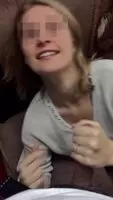 GF smiles while her sweater is covered in cum