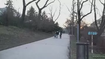 Desperate pee behind a tree