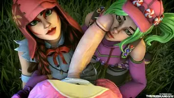 Zoey and Fable double futa Blowjob