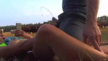 unbelievable cum load on cute jogger girl