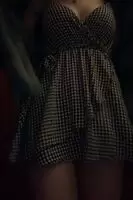 showing off my dinner outfit in the restaurant bathroom