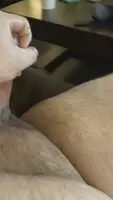 Stroking my short, fat cock
