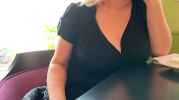 One boob at restaurant - that got him off his phone