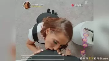 Madison Ivy giving a blowjob while livestreaming