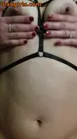 Showing off her harness while riding me