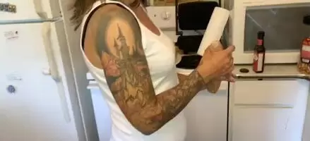 Some sausage and some ass, while getting dinner ready last night
