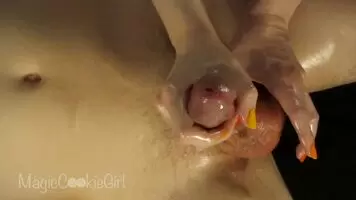 Thick load from a sensual cock massage