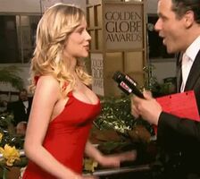 News reporter pressing Scarlett Johanssons Huge Juicy Tits