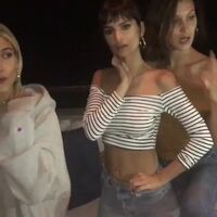 Bella Hadid can't help but get handsy with Emily Ratajkowski