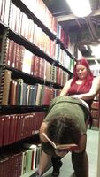 Lesbian strap-on at Library