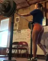 Weightlifter Sydney Goad front squats 90kg/198lbs
