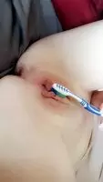 The first time I inserted a toothbrush bristles irst .. my pussy loved it