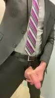 A quick suited up cumshot