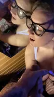 Huge blast splattering a cross her glasses and on to the mirror