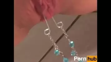 Teen with pussy jewellery sucks step daddy's cock for some cum on her ass