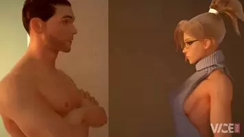 Mercy gives a blowjob in a virgin killer sweater