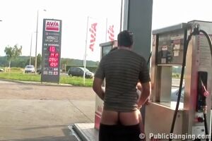 Outdoor Public Spitroast at Gas Station