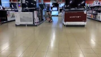 pissing on a television in a store
