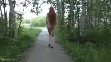 walking on the street with fox tail anal plug - amateur